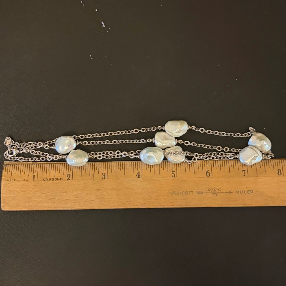 Judith Ripka White Baroque Pearl Necklace, Sterling Silver, 34” - Picture 6 of 6